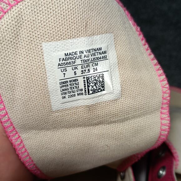 Converse Chuck Taylor All Star Lift Platform Women Size 7 Pink High Top Sneaker - Picture 8 of 9